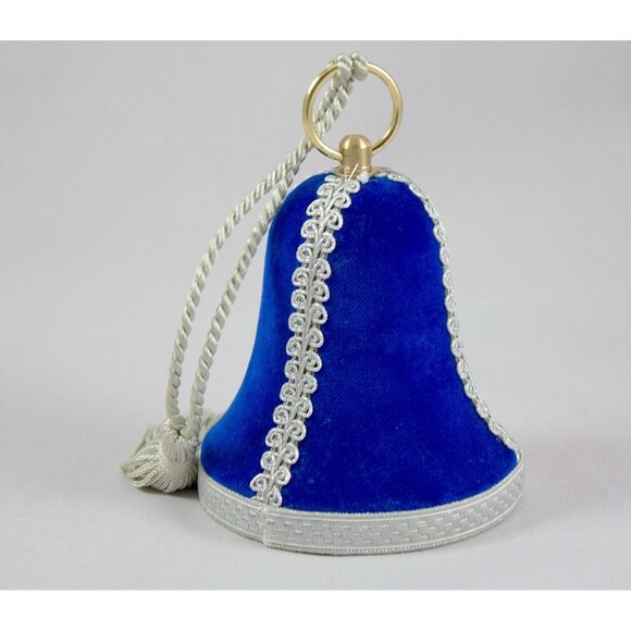 Vintage Hummel Searching Angel Musical Bell Ornament Blue Velvet Silent Night - Picture 2 of 3